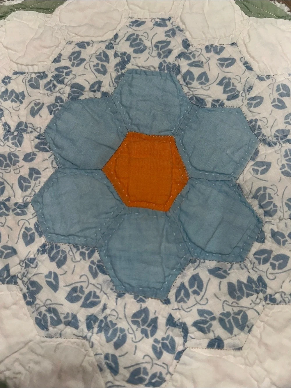 Handmade Floral Hexagon Quilt placemats,made from cutter quilt.